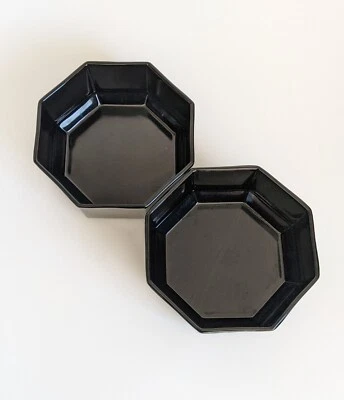 Arcoroc France Black Glass Octagonal Bowls Dishes French Vintage x 2 - image 1 of 4