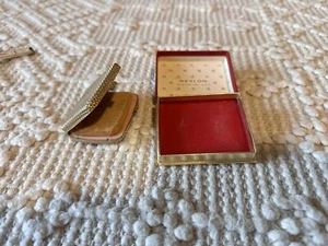 Antique Revlon Compact Gold Powder Case Box Pocket Mirror (missing) Trinket Vtg - Picture 1 of 9