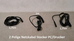 3x 2 Polige Netzkabel Stecker 1 - 1,75m für PC/Drucker/Laptop - Bild 1 von 1