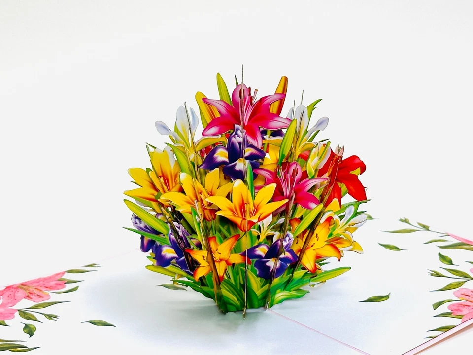 Lily Flower Pop Up Card. 3D Mothers Day/Valentines Day/Birthday/Thank You Card - Image 1 of 4