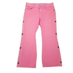 Gymboree Pants Girls 4 Pink Flare Leg Jeans Puppy Embroidery Adjustable Waist - Picture 1 of 10