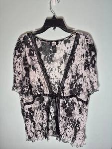 Camicetta donna taglie forti 22 trasparente floreale floreale femminile scura cottagecore plissettata - Foto 1 di 8