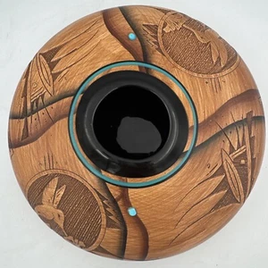 Art Pottery Bowl Blackhorse Ceramic Turquoise Native American Exquisite Plz Read - Picture 1 of 10