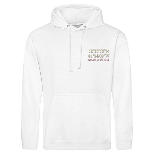 VETEMENTS Felpa con Cappuccio Coordinate Ricamate Personalizzata GPS Coppie Regalo Unisex Fi...