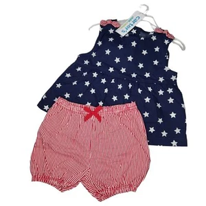Carters Baby 2 pc Patriotic Dress Outfit Size 0-3 Months Stars Stripes July 4 - Picture 1 of 8