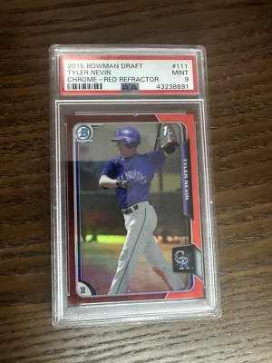 Tyler Nevin 2015 Bowman Chrome Draft Red Refractor # 2/5 PSA 9 - Image 1 of 2