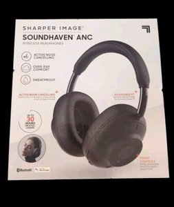 WIRELESS BLUETOOTH HEADPHONES NIB! THE SHARPER IMAGE SOUNDHAVEN ANC RETAIL $180 - Picture 1 of 3