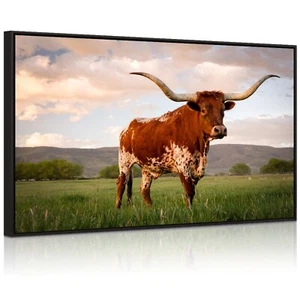 Visual Art Decor Large Animals Canvas Wall Art Texas Decor Longhorn in Sunset... - Picture 1 of 7