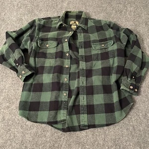 vtg 80s Fieldmaster button up flannel shirt mens L work lumberjack Farm  Green - Picture 1 of 6
