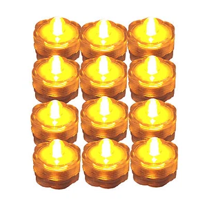 Submersible Waterproof Battery LED Tea Light ~ Wedding Decoration~Amber~ 12 Pack - Picture 1 of 4