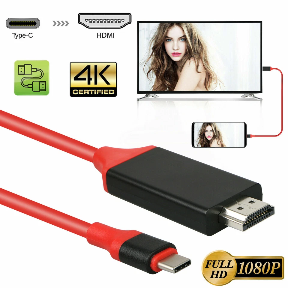 MHL USB Type C to HDMI 1080P HD TV Cable Adapter For Android Phones Samsung US - Image 1 of 4