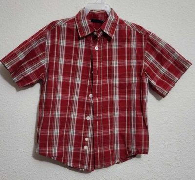 Boys Size 4/5 Short-Sleeve Collared Button-Up T-Shirt Red & White - Image 1 of 3