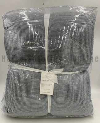 Edredón de gofres Pottery Barn europeo lino acolchado Chambray King #U1070 Foto 1 de 3