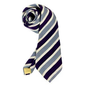 Donald J Trump Signature Collection Seidenkrawatte lila grau weiß gestreift LESEN - Bild 1 von 12