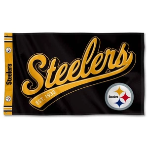 Pittsburgh Steelers Script Logo Premium 3x5 Foot Premium Flag - Picture 1 of 6