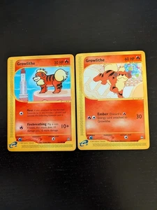 Growlithe 51/147 And 80/147 Aquapolis Non-holo Pokemon Card Set NM - Picture 1 of 3