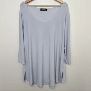 Sympli Damen 1G Silber Dreiviertelärmel U-Ausschnitt Tunika Stretch Jersey - Bild 1 von 11