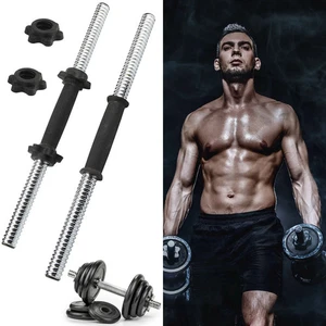 18" Chrome Dumbbell Bar Handle Weight Lifting Spinlock Collar Gym Fitness Set - Picture 1 of 12
