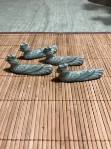 Set 4 porta bacchette pavone verde Celedon ceramica vintage (lotto C) - Foto 1 di 1