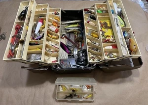 Ted Williams Vintage Akkordeon Angelausrüstung Box 34434 beladen mit Vintage Tackle - Bild 1 von 24