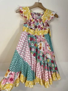 Jelly the Pug Girls Dress Size 6 Boho Hippie Boutique Summer Twirl Patchwork - Picture 1 of 10