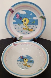 Tweety Vogel Gibson Keramik Teller & Schale Looney Tunes WB Schmetterlinge Blumen - Bild 1 von 10