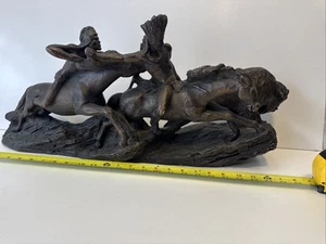 Large Austin Productions 1981 Bronze Sculpture “2 Horse 2 Indian’s & A Buffalo” - Picture 1 of 13