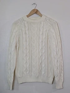 Vintage Kings Road Pullover Herren Medium Elfenbein Grob Rundhals Opa 90er 80er - Bild 1 von 10