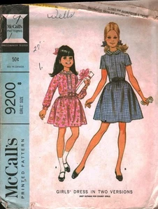 9200 Vintage McCalls Schnittmuster Mädchen 60er Jahre Shirtwaist Kleid 8 Schule Party - Bild 1 von 2