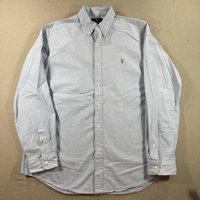 Ralph Lauren Long Sleeve Button Dress Shirt Mens XL Blue Flesh Pony Oxford - Image 1 of 4