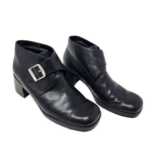 White Mountain Sandra-Stiefeletten schwarz Leder Schnalle eckige Zehenpartie Größe 8,5  - Bild 1 von 9