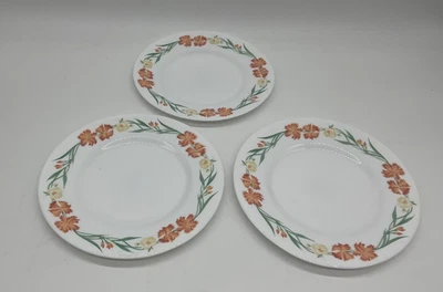 Juego de 3 Platos de Cena Florales Arcopal Francia Vidrio Blanco Microondas Lavavajillas Foto 1 de 4