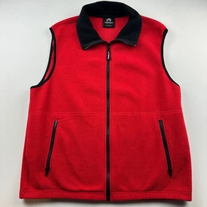 Weatherproof Garment Company Fleece Vest Mens Size L Full Zip Red Black Gorpcore - Picture 1 of 8
