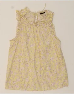 J. CREW Womens Sleeveless Blouse Top UK 10 Small Yellow Floral Cotton DJ77 - Picture 1 of 3