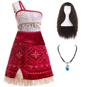 Kids Moana 2 - Cosplay Moana Dress Costume Wig Necklace Girls Dress Gift, - Picture 1 of 6