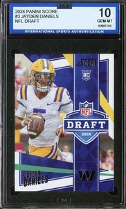 2024 Score NFL Draft #3 Jayden Daniels ISA 10 Commanders (RC) - Picture 1 of 2