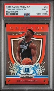 Zion Williamson 2019 Panini Prizm Draft Picks Crusade Red Prizm Rookie #51 PSA 9 - Picture 1 of 2