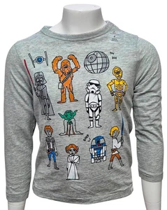 GAP Kids Boys Lovely Grey Star Wars Long Sleeve Pullover Cotton T Shirt Top - Picture 1 of 2