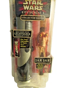 Star Wars Episodio 1 Tarro Tarro Binks Coleccionistas Reloj y Sable de Luz Exhibición Sellado - Imagen 1 de 9