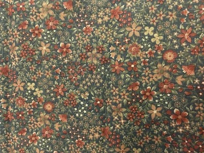 VTG `90`s Joan Kessler  Blue Beautiful  Floral Calico For Concord Fabric BTFQ - Image 1 of 4