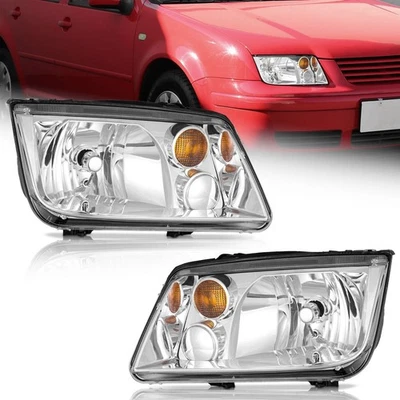 Pair Headlights Assembly For 1999-2005 Volkswagen Jetta Bora Chrome Headlamps Foto 1 de 4