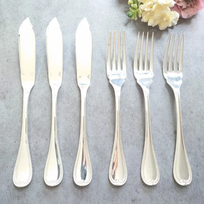 Cuchillo de pescado Christofle Malmaison 6 piezas cubiertos plateados tenedor de pescado excelente Foto 1 de 4