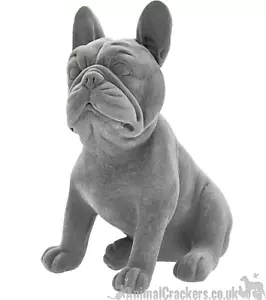 Grey Velvet sitting sat French Bulldog figure ornament decoration Frenchie gift - Picture 1 of 1