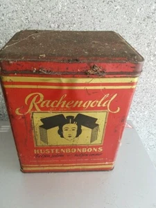  Große uralte Blechdose Rachengold Hustenbonbons guter Zustand Dachbodenfund  - Bild 1 von 7