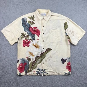 VTG IOLANI Hawaiian Shirt Mens Extra Large Beige Floral Hibiscus Button Up - Picture 1 of 20