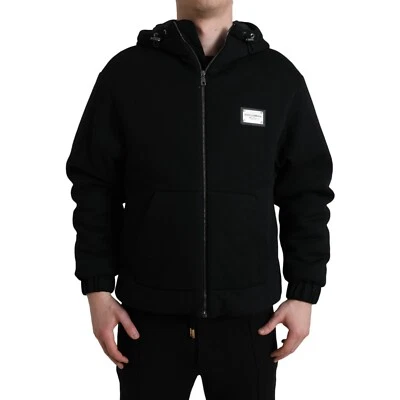 DOLCE & GABBANA Jacket Black Cotton Hooded Logo Bomber Men IT42/US32/XS 1950usd - Image 1 of 4