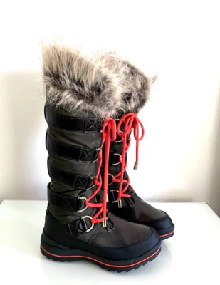 Botas altas Guess para mujer Hadly para clima frío, verde oliva con cordones naranjas talla 6 Foto 1 de 4