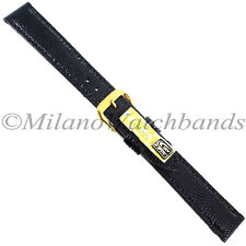 16mm Time Fashions Black Certified Genuine Lizard Stitched Mens Band Regular