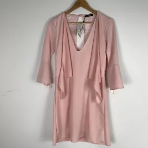 Boohoo Ladies Size 12 Pink Laura Tie Lace Back Play Suit - Picture 1 of 8