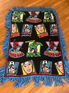 Marvel Comics Blanket Twin Bed Comforter Heroes Avengers SpiderMan Thor Hulk - Picture 1 of 2